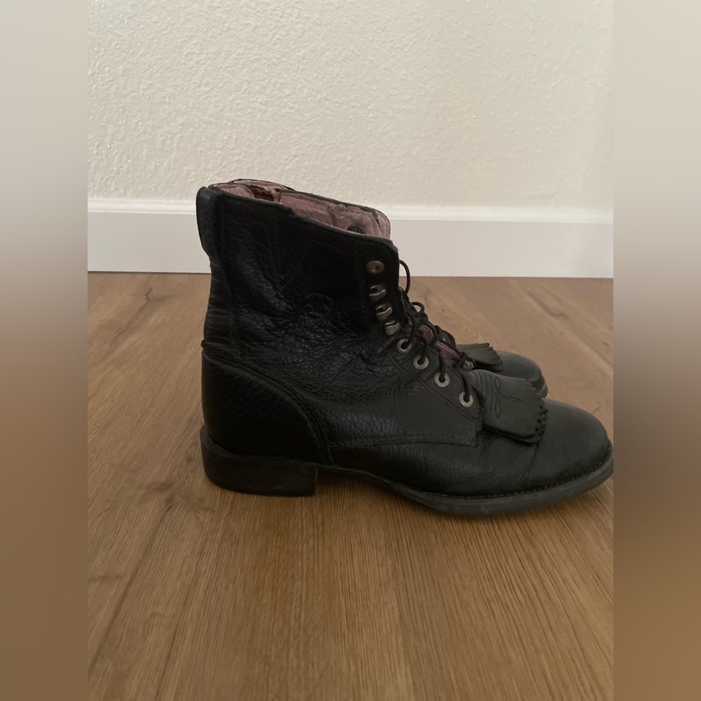 Ariat Western Performance Black Heritage Lacer II Women's Lace-Up leather Boots - Picture 7 of 9